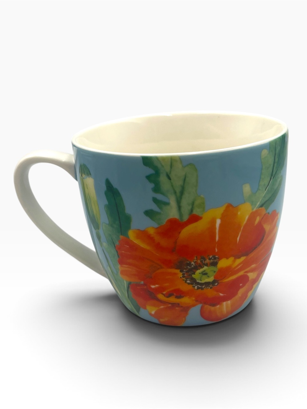 🌸 Pimpernel Portmeirion Watercolor Poppy Teal Ceramic Coffee Mug 16oz